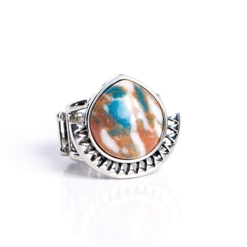 Silver Multicolor Stone Ring Who CLAN Say? Brown Ring Western Fashion Jewelry